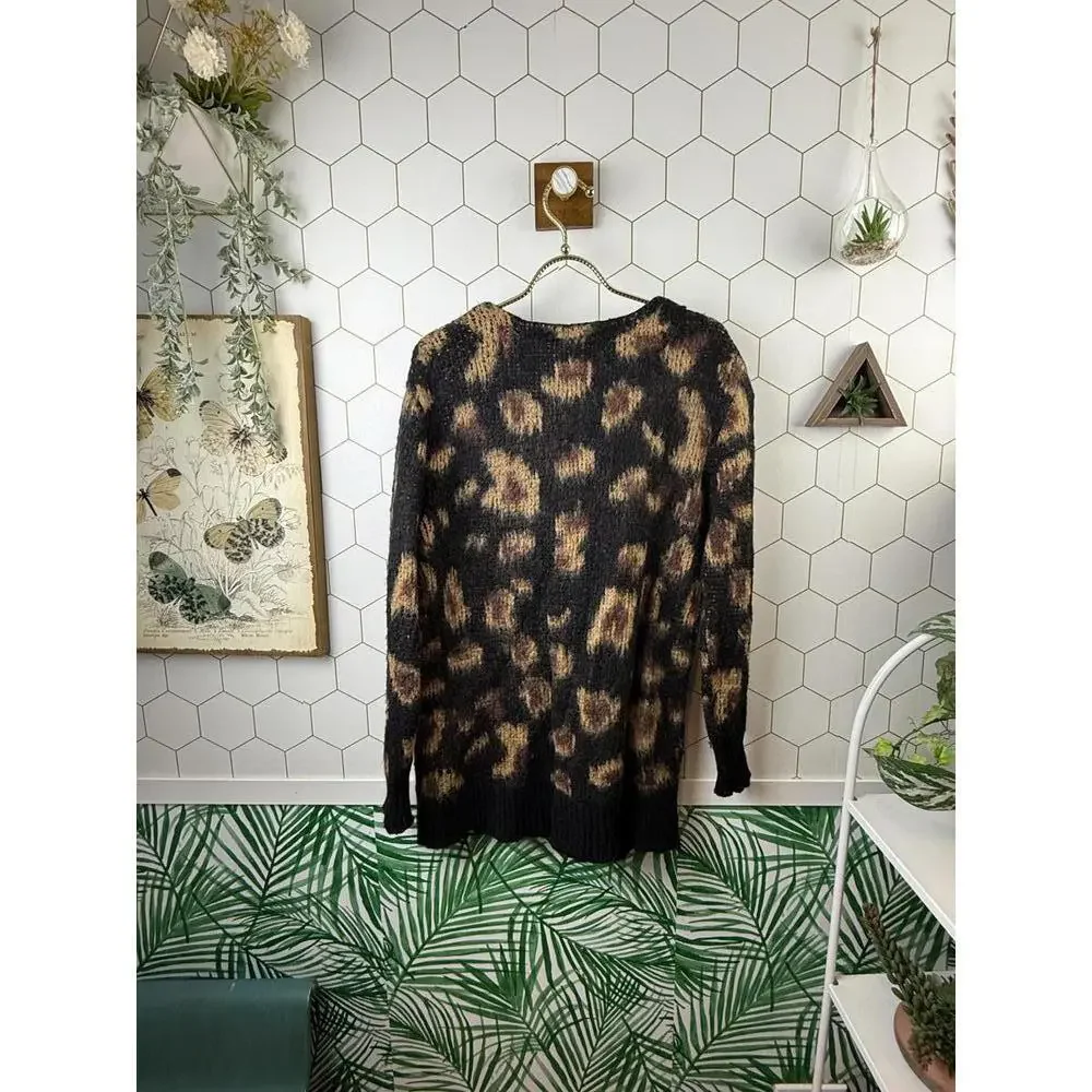 Free People Out of Africa Black and Tan Wildcat Print Cardigan - Size - XS - Picture 5 of 7